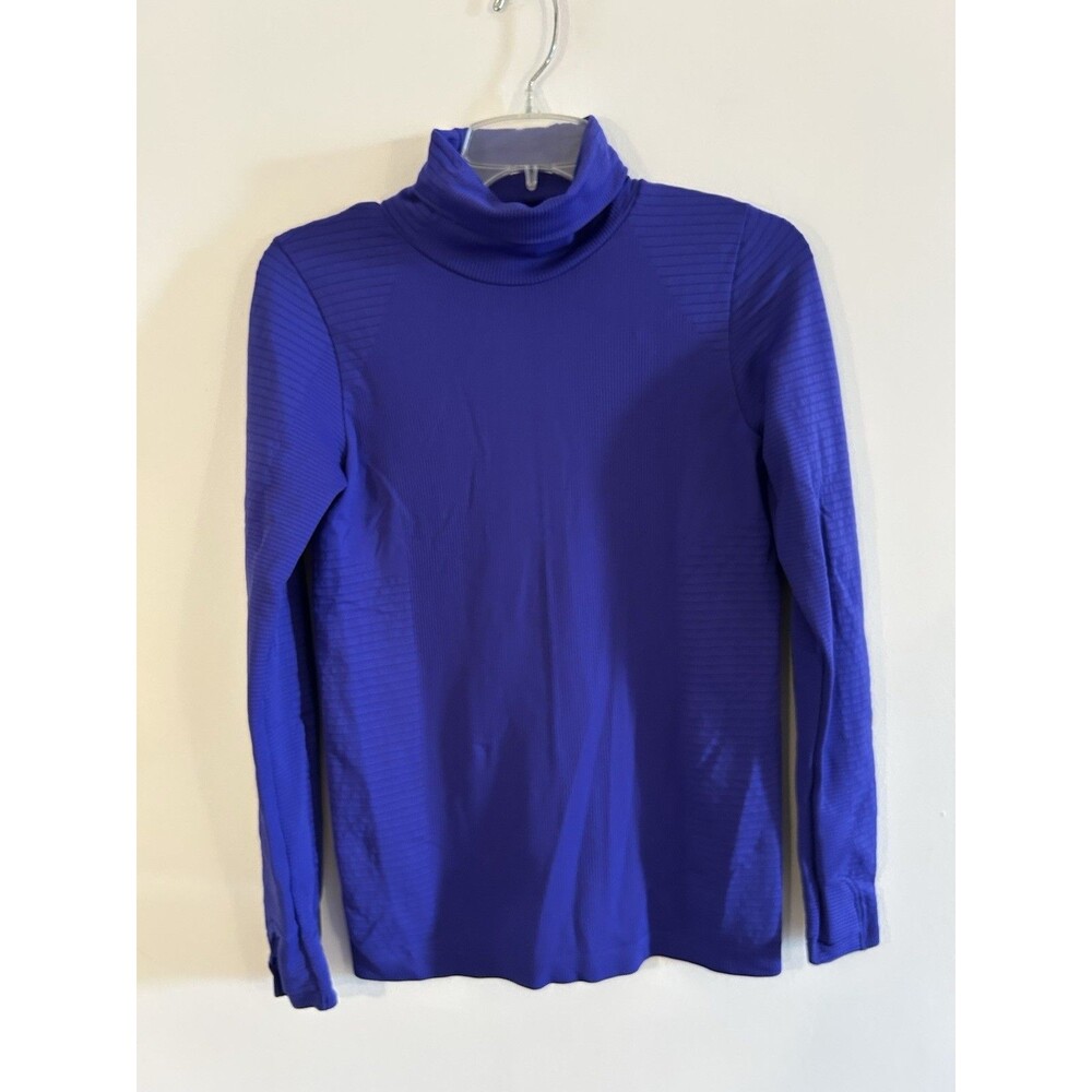 Athleta Tanzanite Blue Flurry Blizzard Seamless Turtleneck Thumbholes Size S